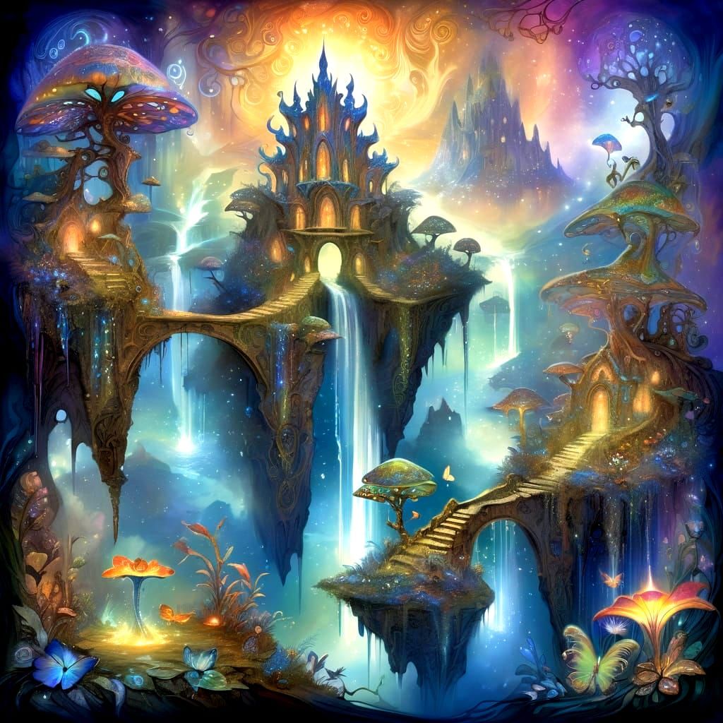 Alien Jungle on Floating Islands with Ethereal Fairy