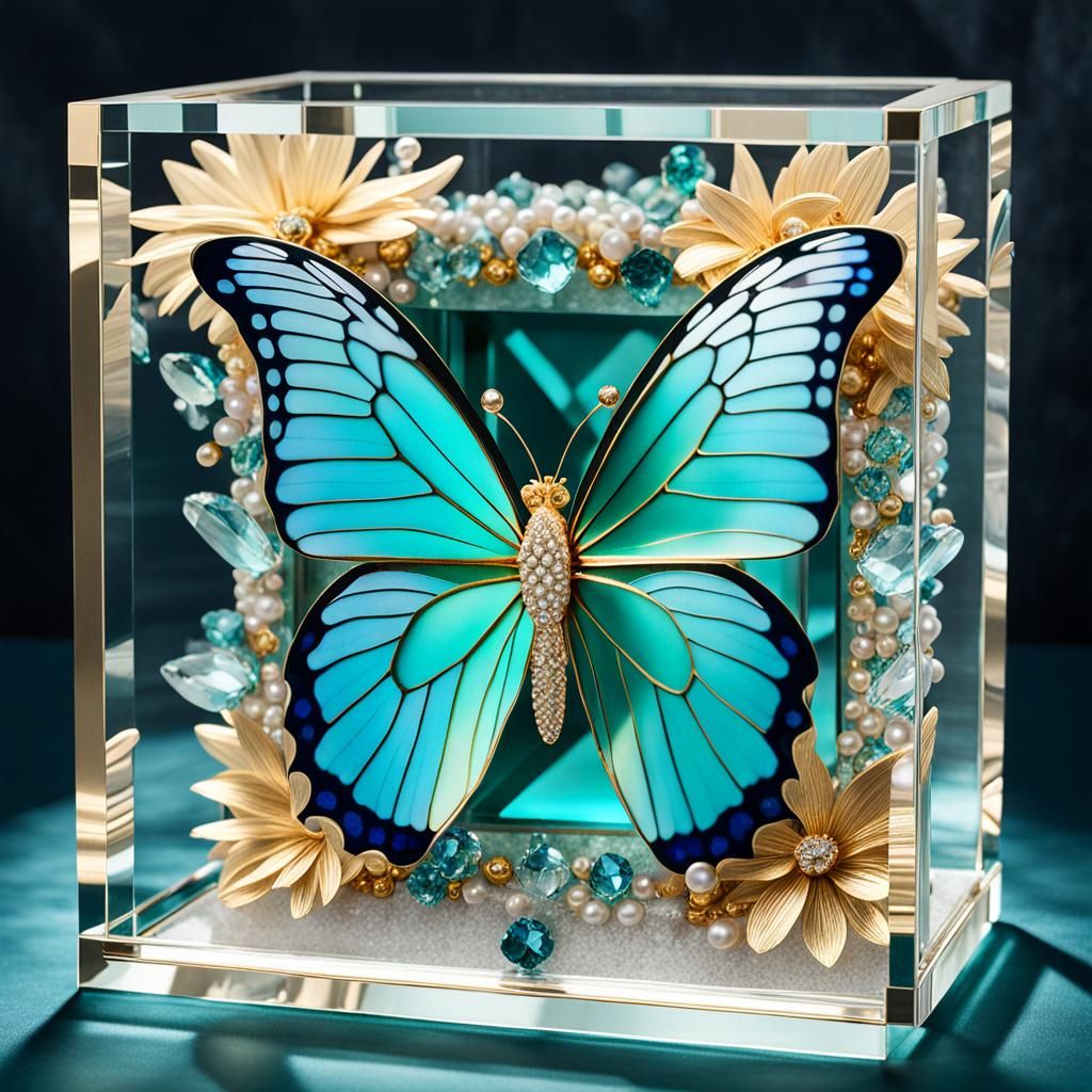 Crystal Box with Fibonacci Gemstone Centerpiece