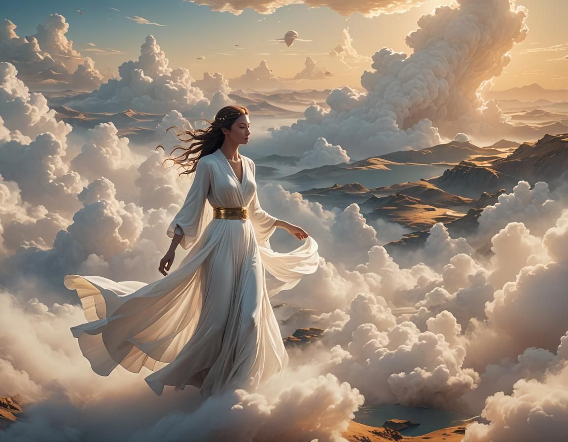 Ethereal Figure in Dreamy Landscape, Fantasy Art