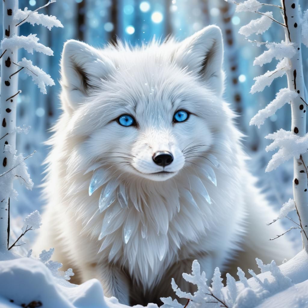 Arctic Fox in Enchanted Snow Forest