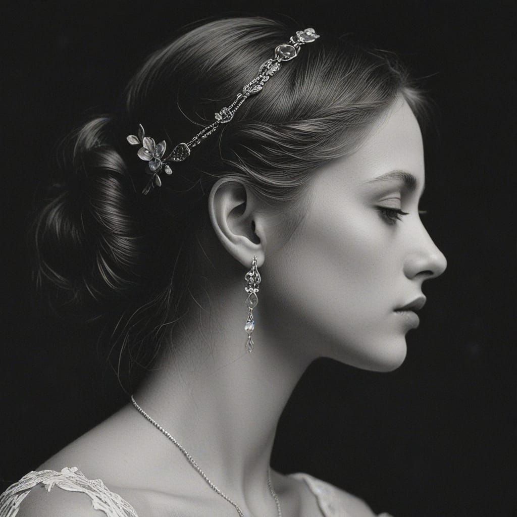 Serene Odilon Redon-Inspired Portrait in Graphite Pencil