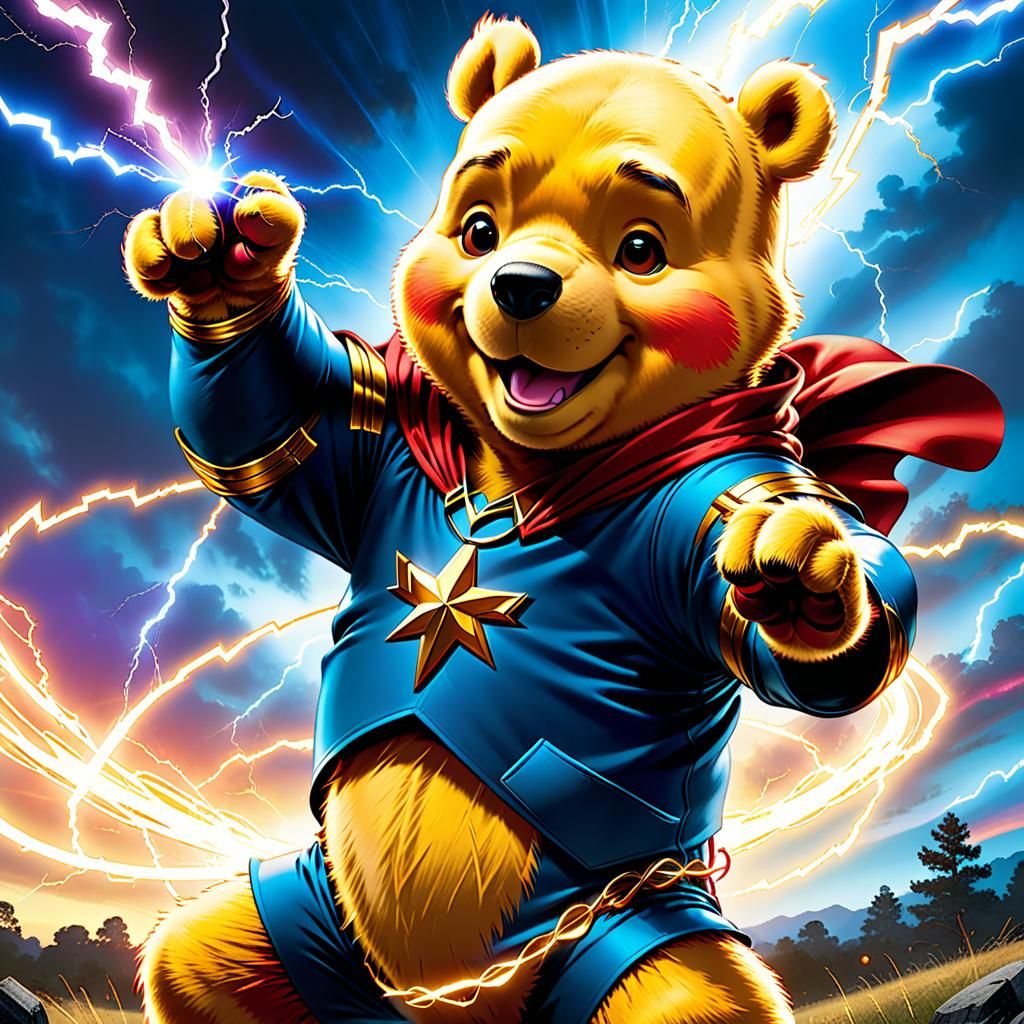 Vibrant Superhero Winnie the Pooh