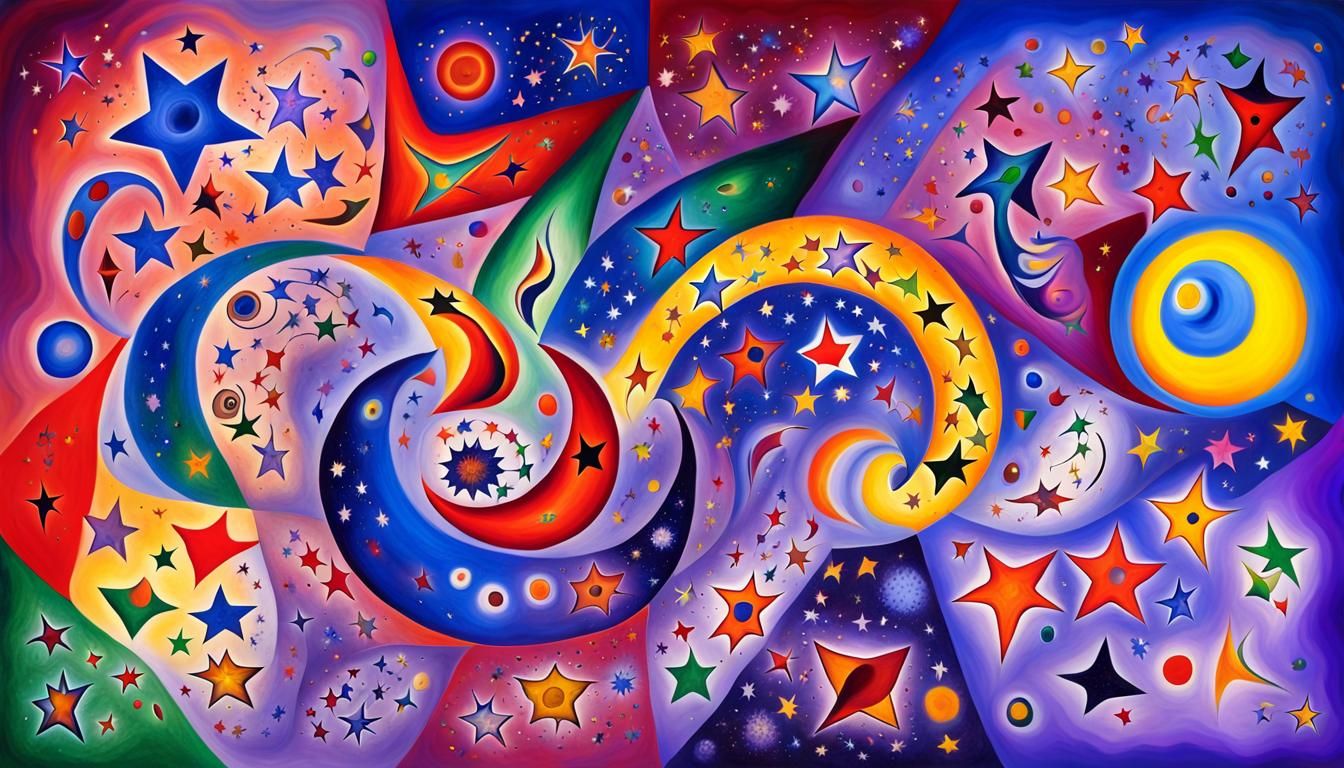 Cosmic Stars Dance in Abstract Fractal Art