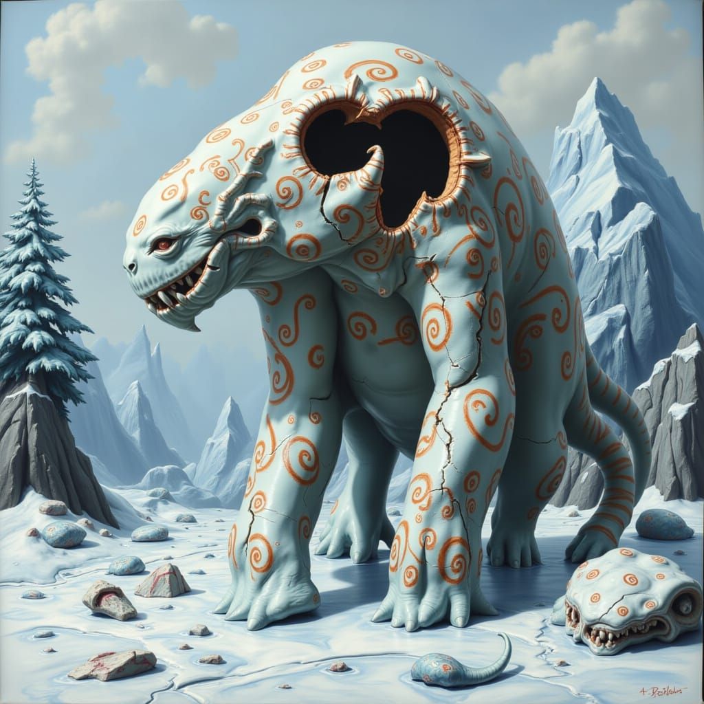 Smilodon in Ice Age Tundra, Stalenhag & Frazetta Style