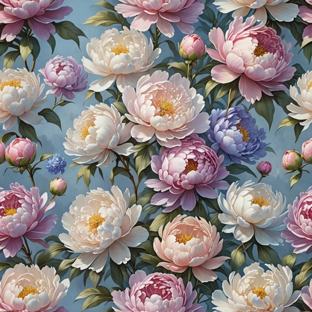 Hyperrealistic Peony Flower Cluster in Ethereal Style