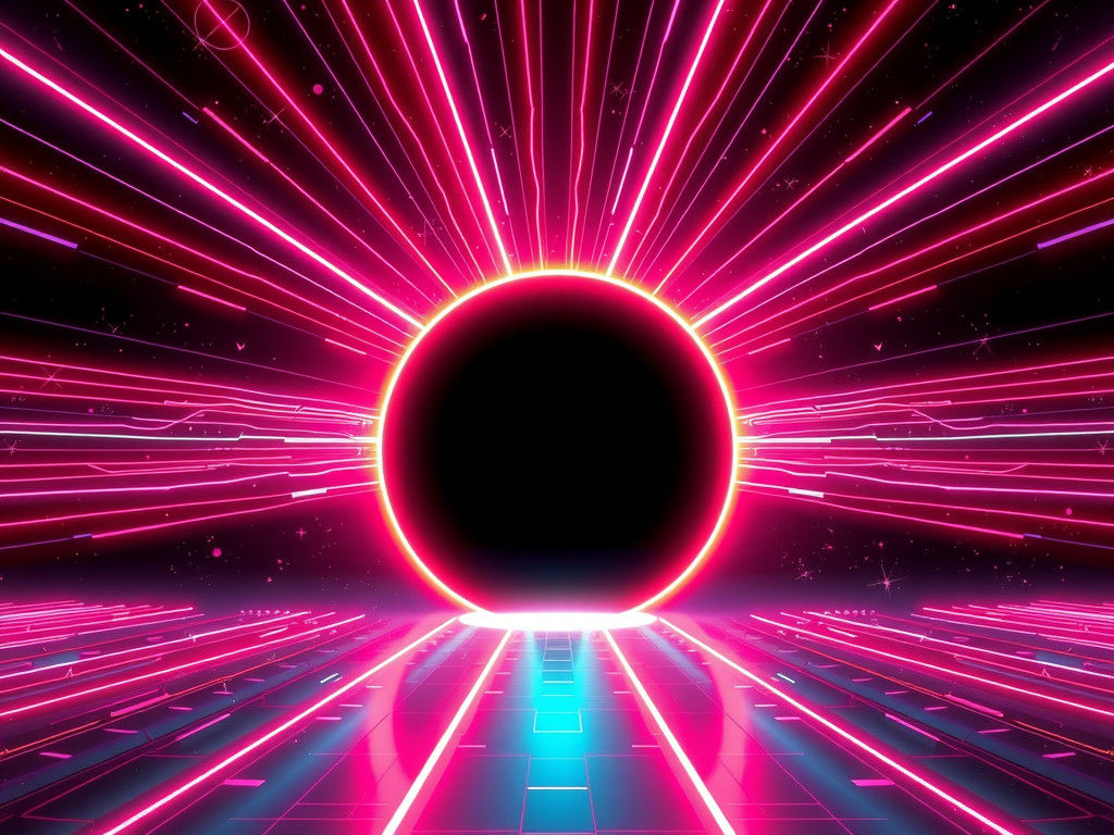 Cosmic Neon Black Hole Radiates Glowing Energy