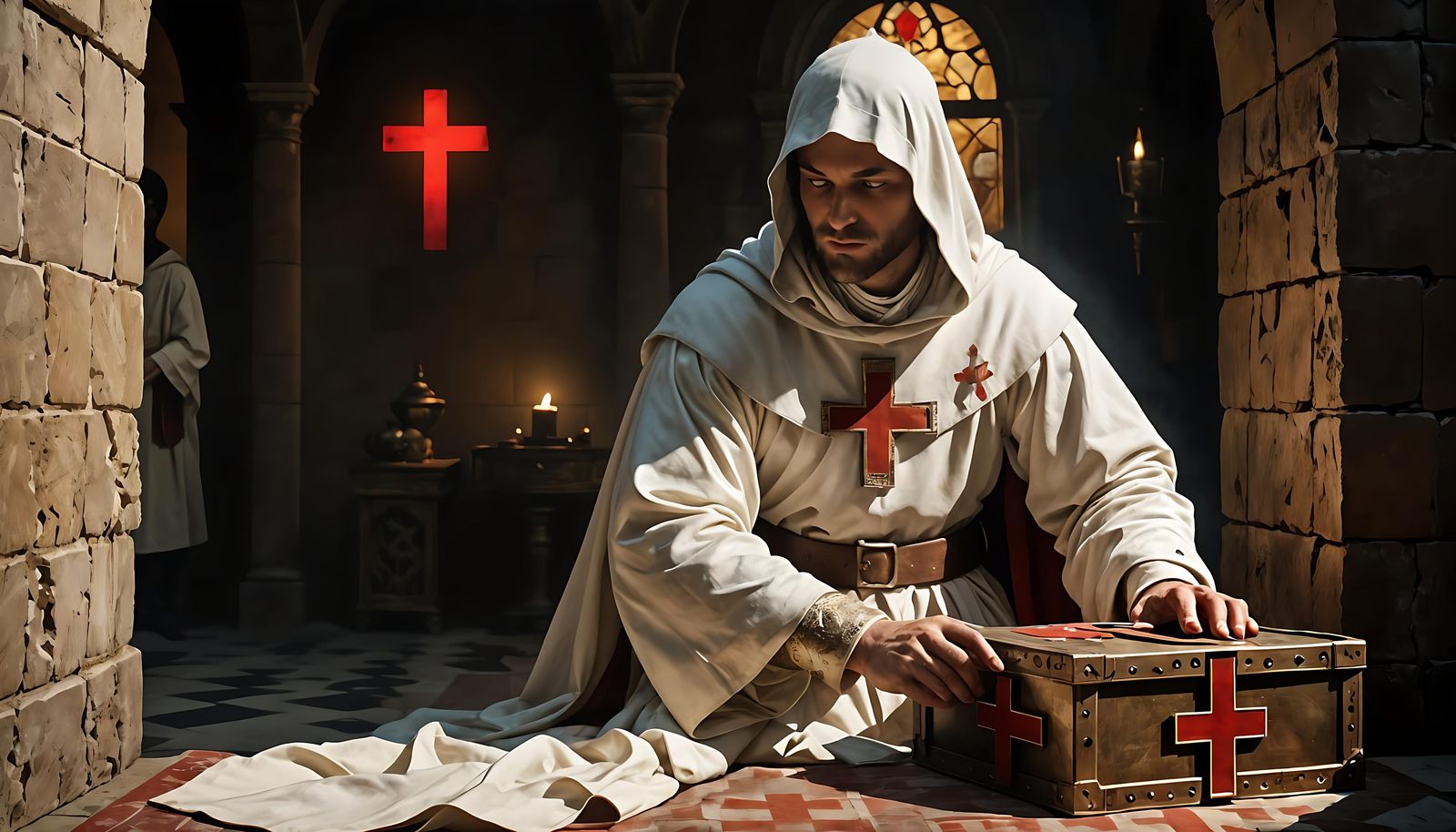 Knight Templar Burial Ritual in Digital Photo Style
