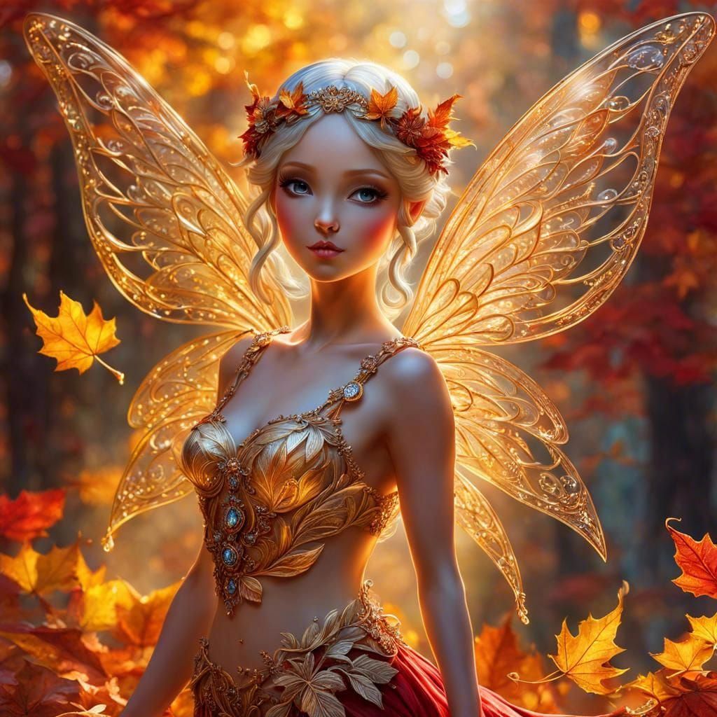 Enchanting Autumn Fairy in Detailed Digital Painting