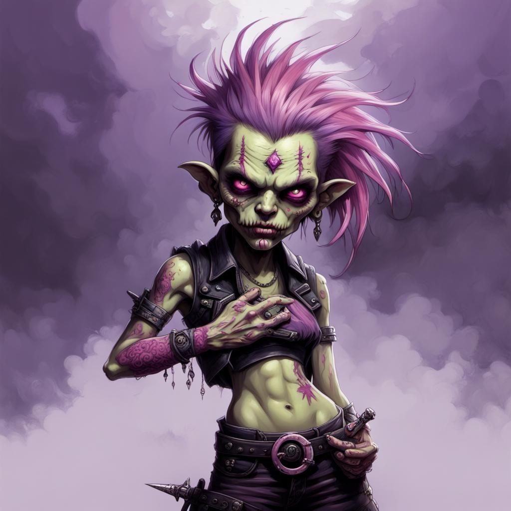Punk Rock Ork with Purple Hair