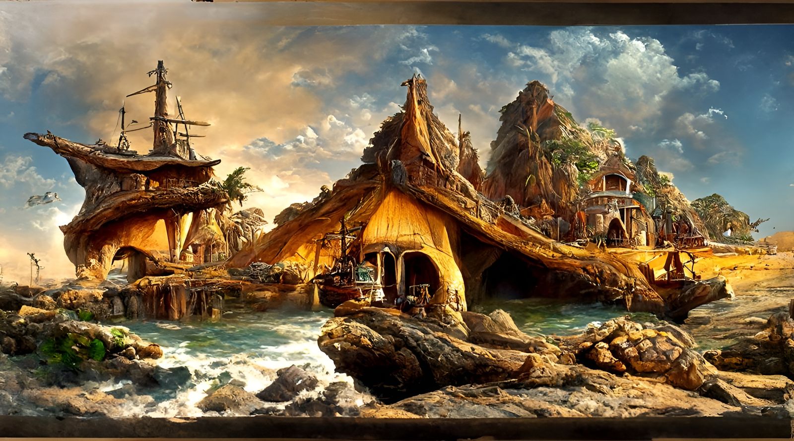 Pirate Island of Tortuga: Hyper-Realistic Oil Painting