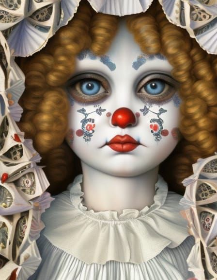 patchwork of a female-clown-doll