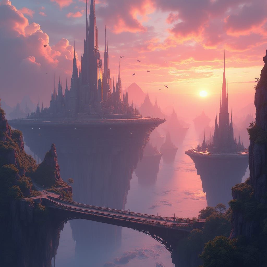 Breathtaking Futuristic Cityscape Under Epic Sunset