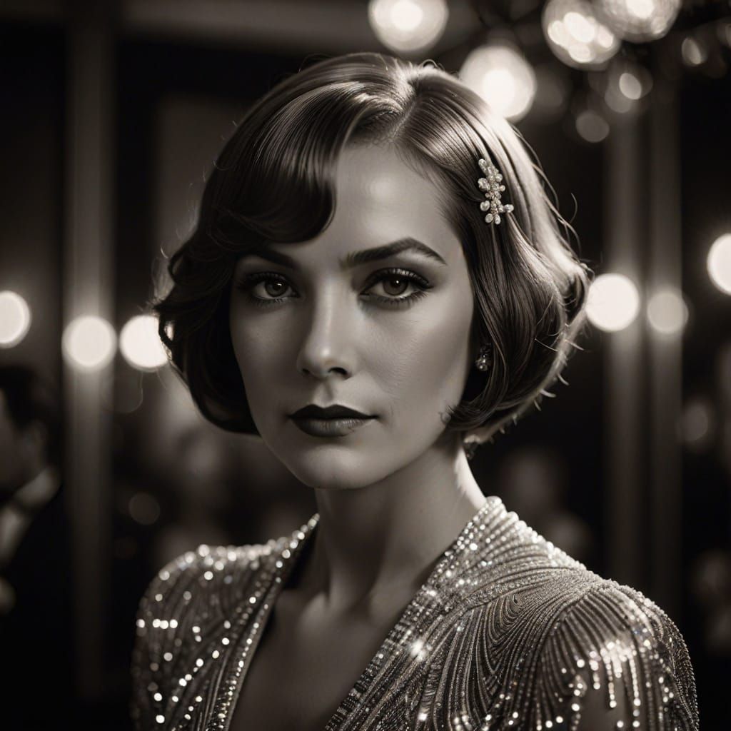 Radiant Woman in Art Deco Silver Gelatin Portrait