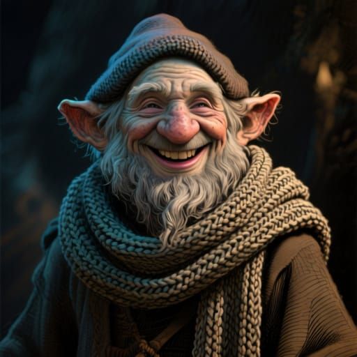 Grizzled Gnome Mendicant Smiling in Dynamic Light