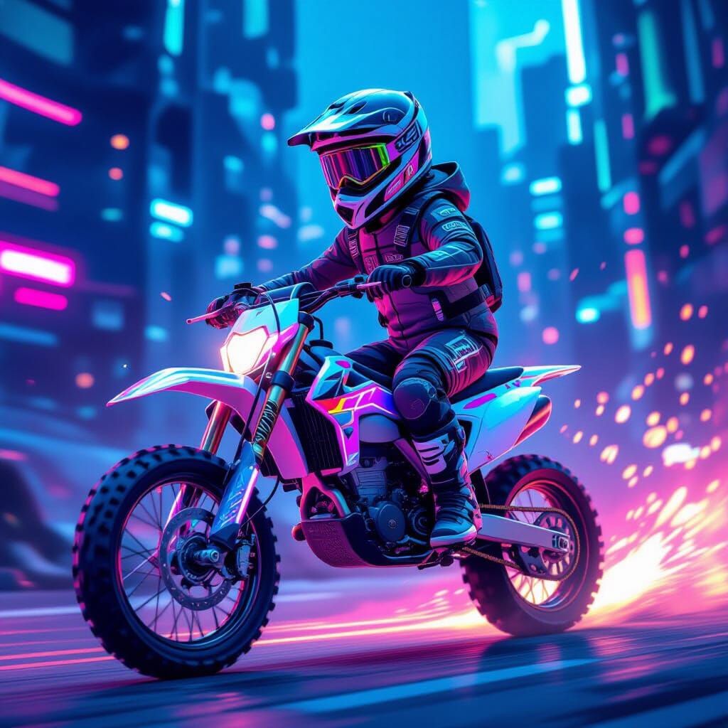 Futuristic Electric Motocross Bike Ride Inspired by Syd Mead