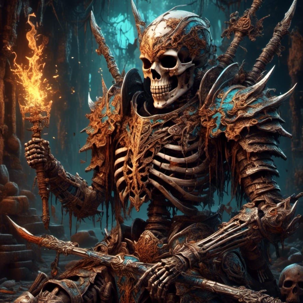 Skeleton Warrior in Graffiti Art Style