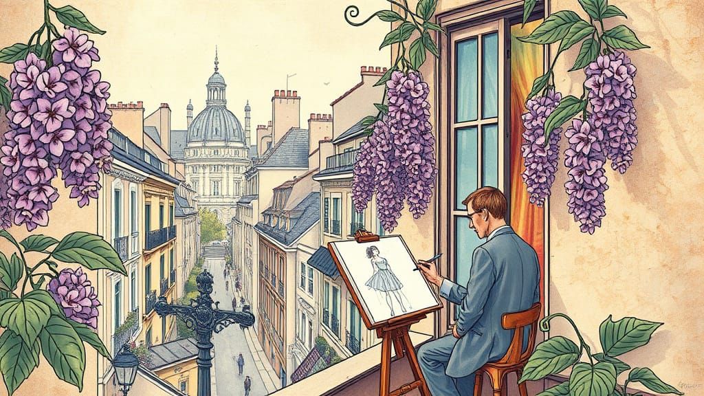 Surreal Montmartre Artist's Garret in Vintage Style