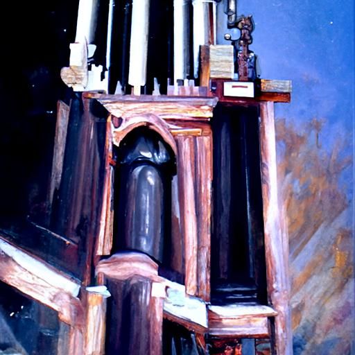 Pipe Organ in Oil Painting Style