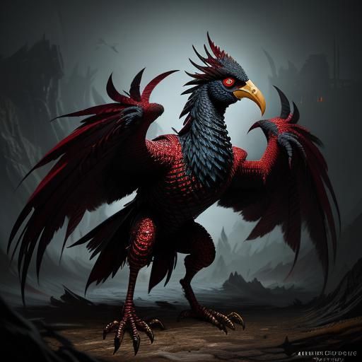 Fowl Fiend: Avian Monster in Detailed Matte Painting