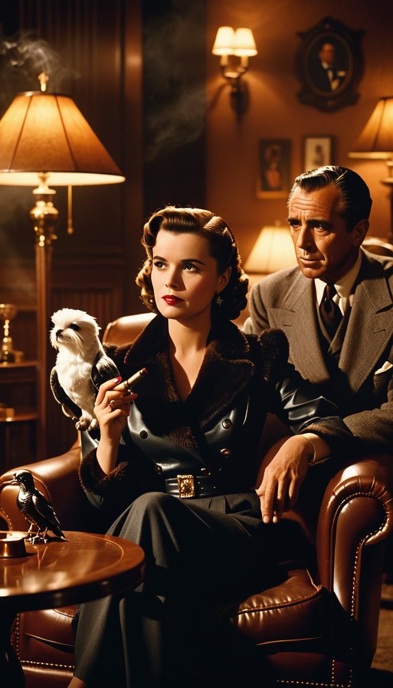 Film Noir Scene with Maltese Falcon