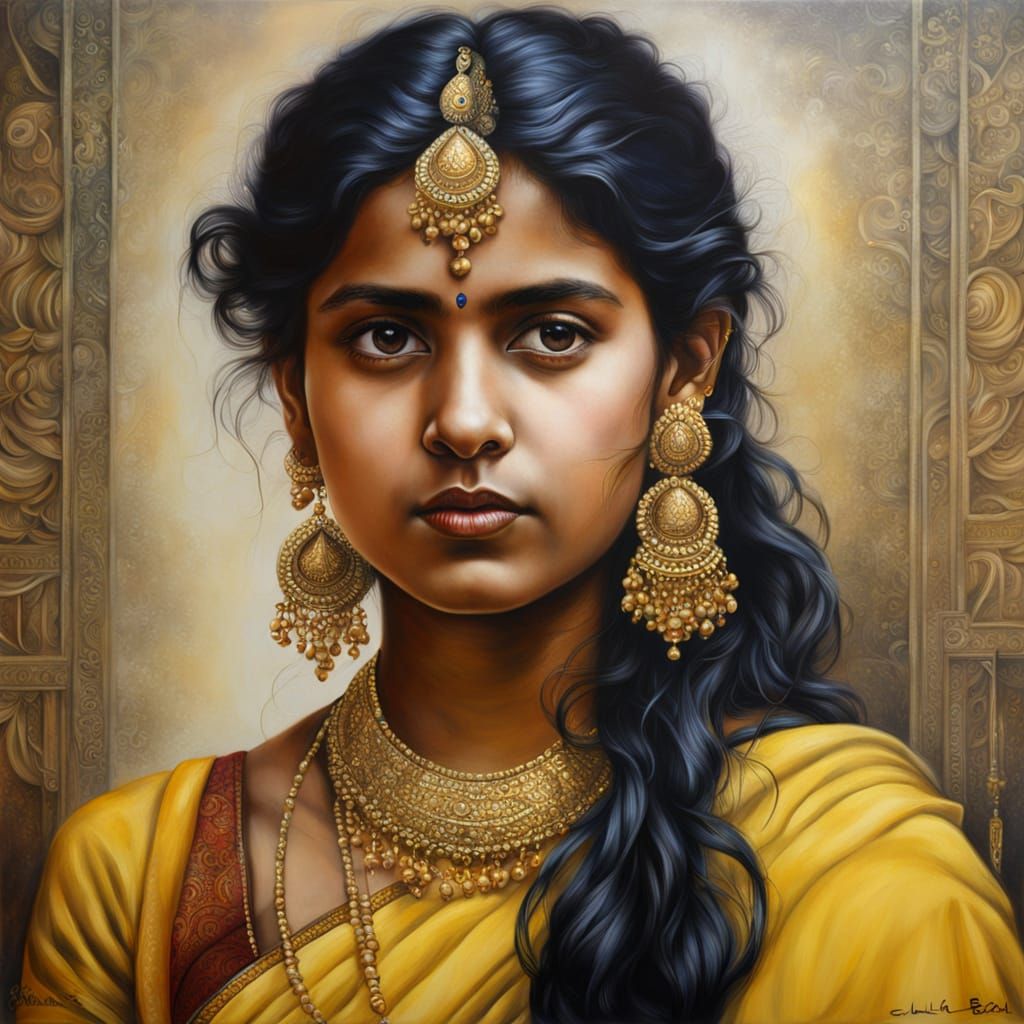 Indian Goddess in Golden Splendor