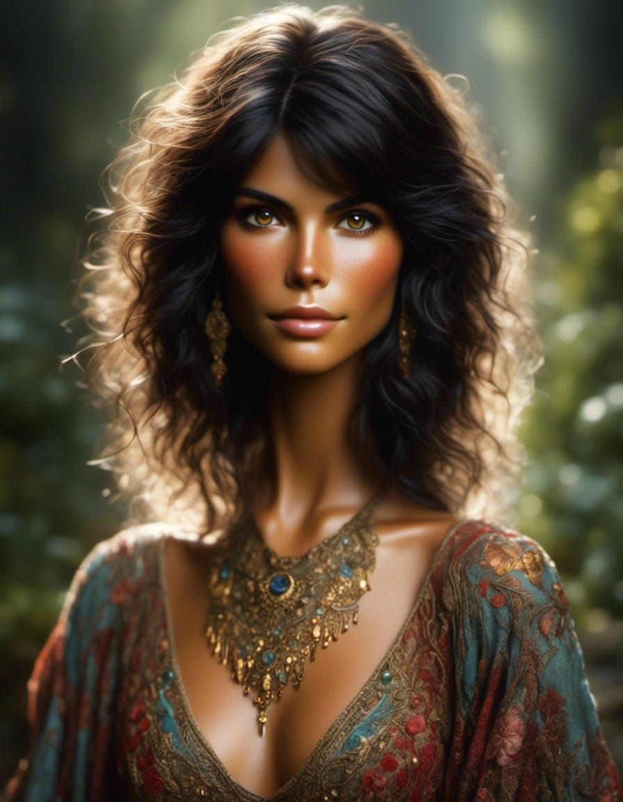 Detailed Portrait of Beautiful Woman in Hyperrealism Style