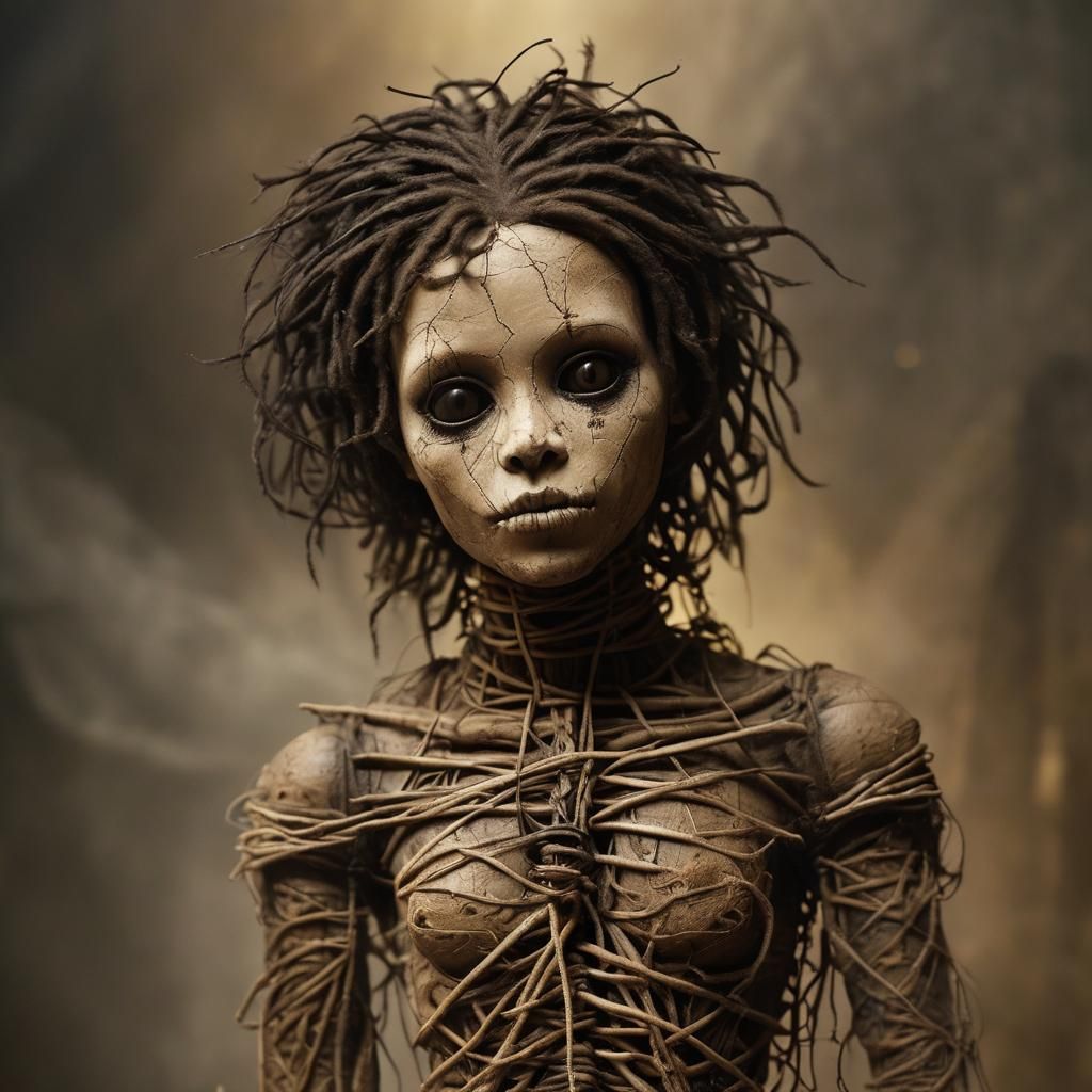 Voodoo Doll Portrait in Dark Fantasy Style