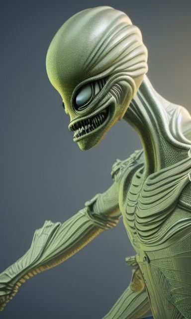 3D Rendered Alien Ninja Portrait in 8K