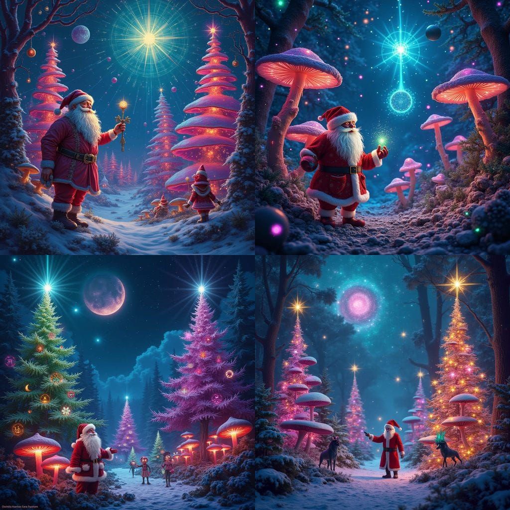 Cosmic Psychedelic Christmas With Fractal Santa