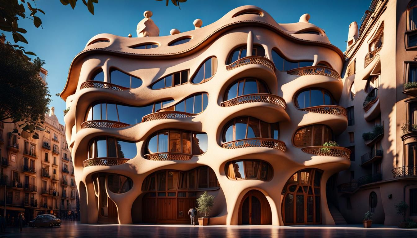 Gaudí Inspired House Exterior in Detailed Matte Painting