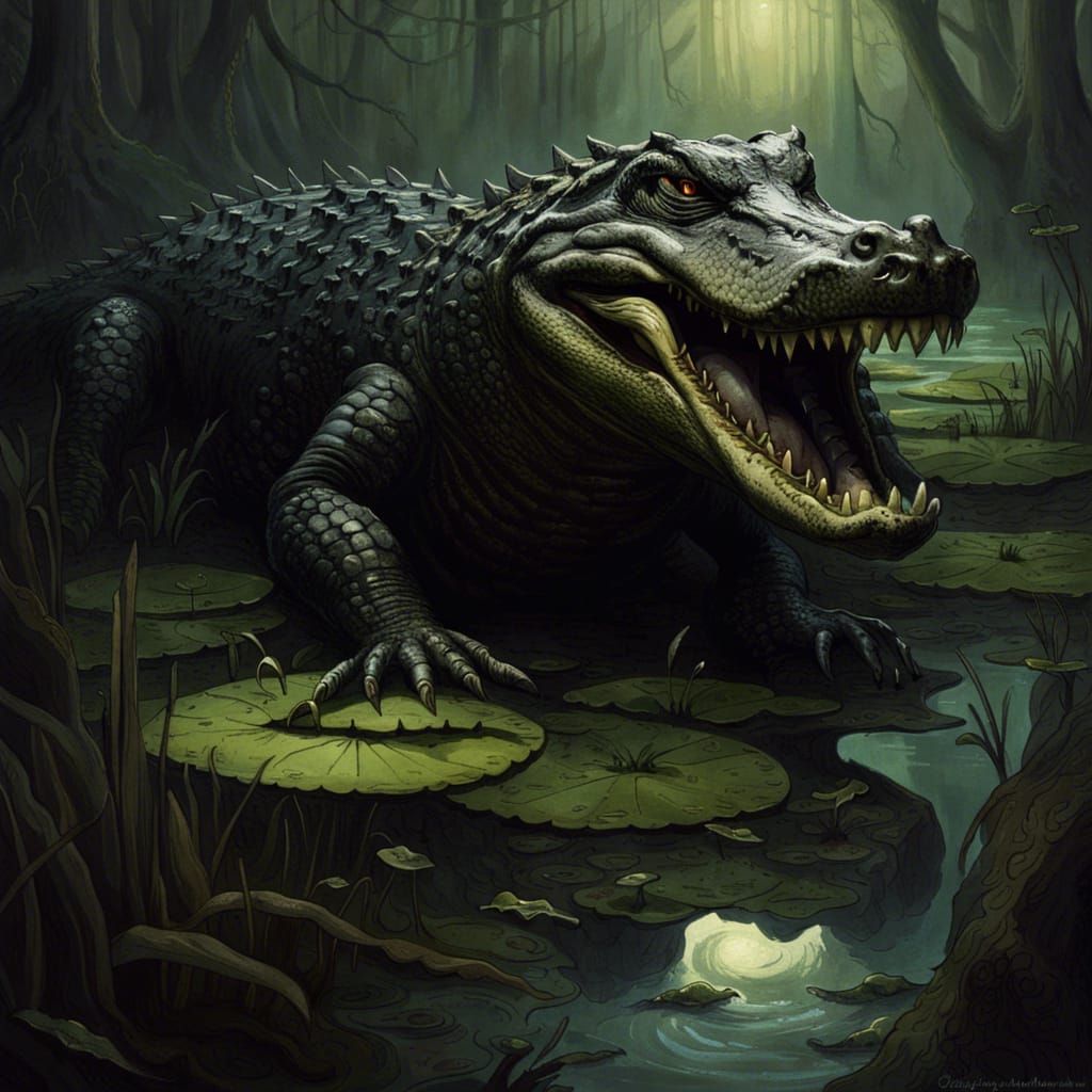 High Gothic Horror Alligator in Dismal Swamp