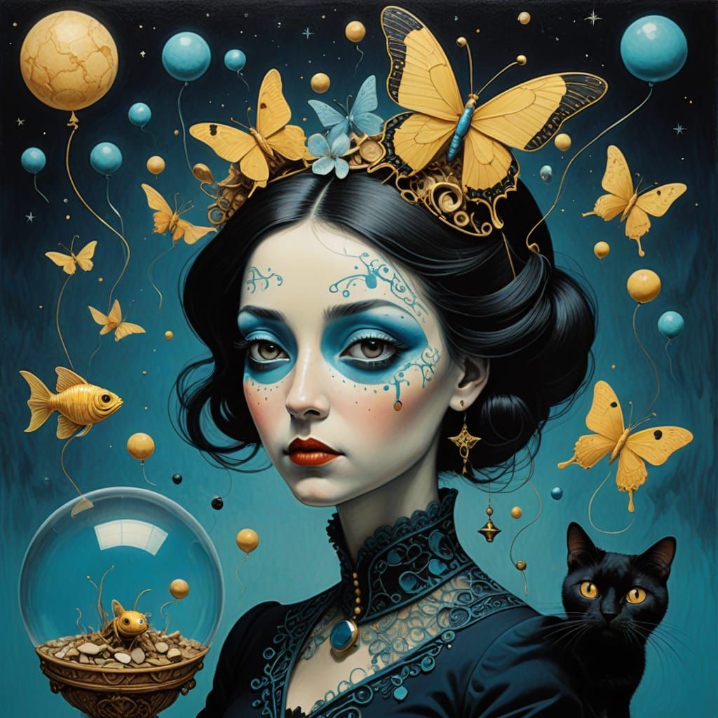 Surrealist Masterpiece of a Stony Heart with Frogs in Hats