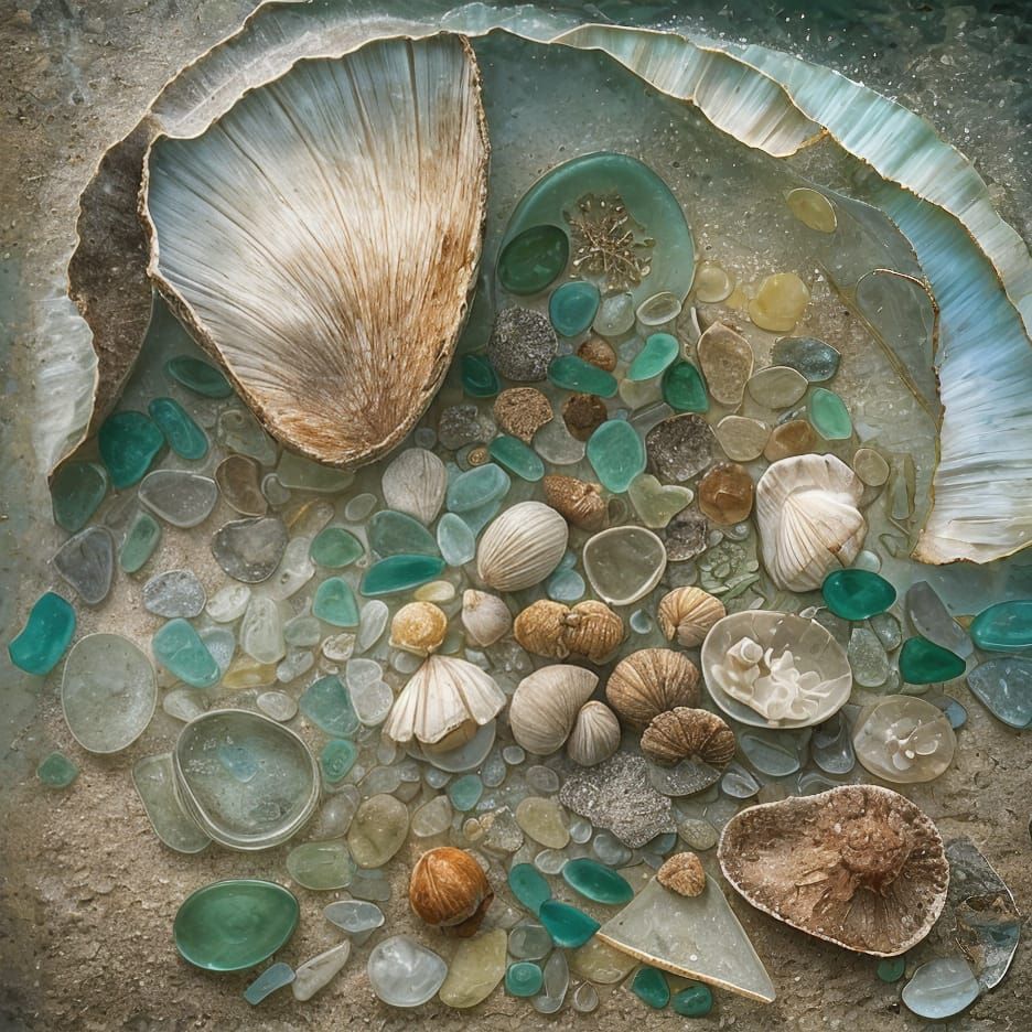 Weathered Sea Glass Treasures on a Knoll