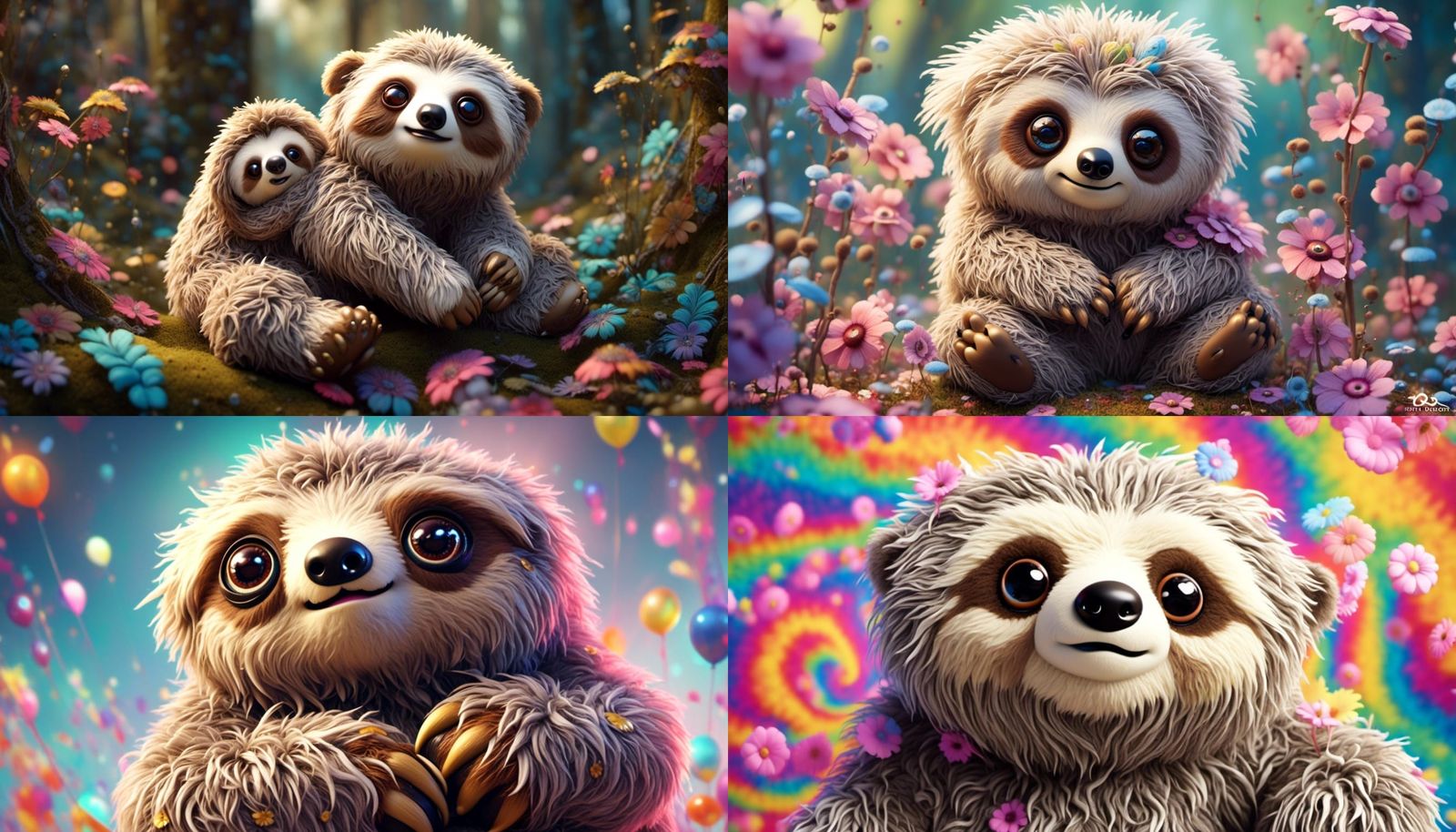 Psychedelic Sloth with Big Eyes: Hyperrealistic AI Art