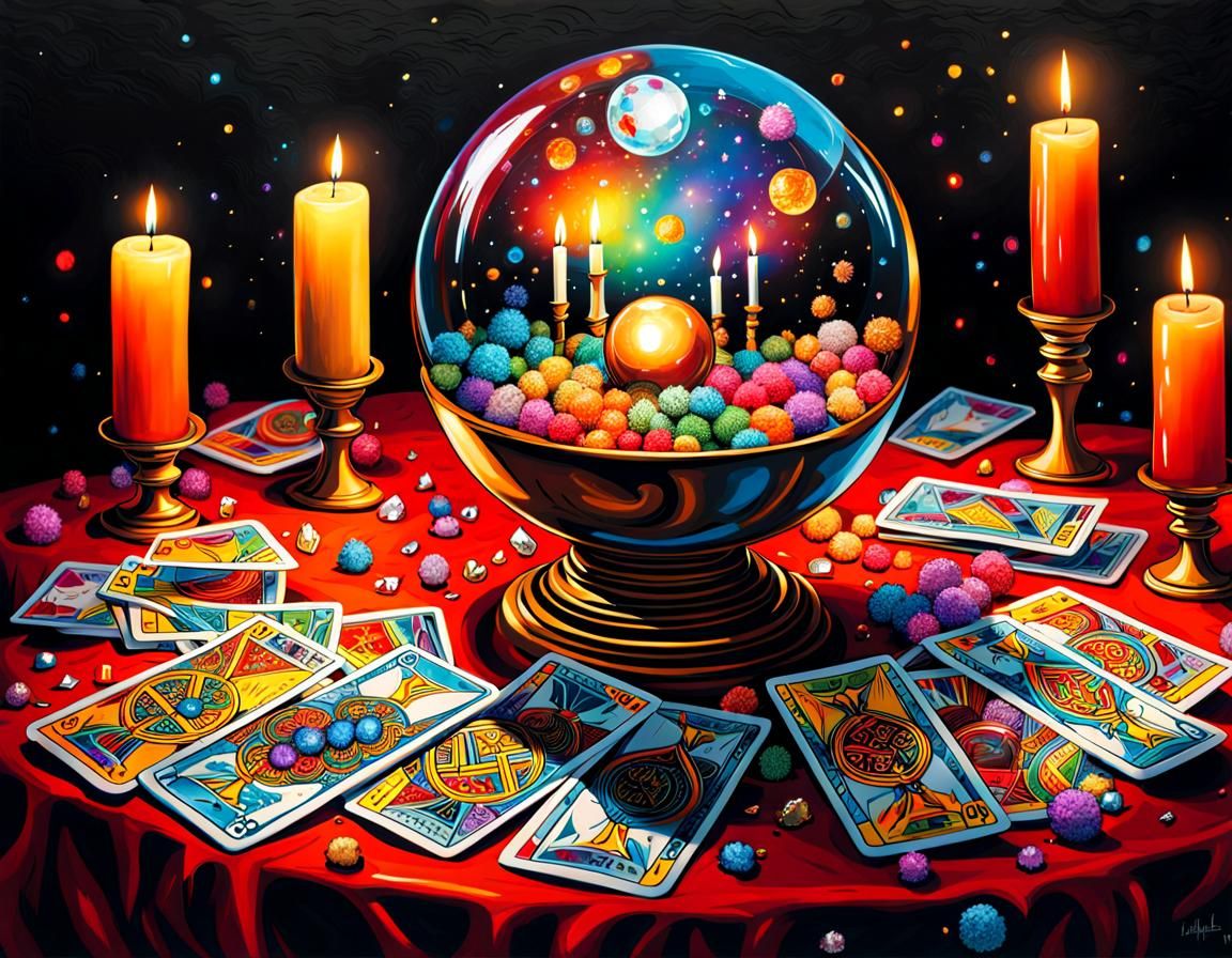 Tarot Card Table in Graffiti Art Style