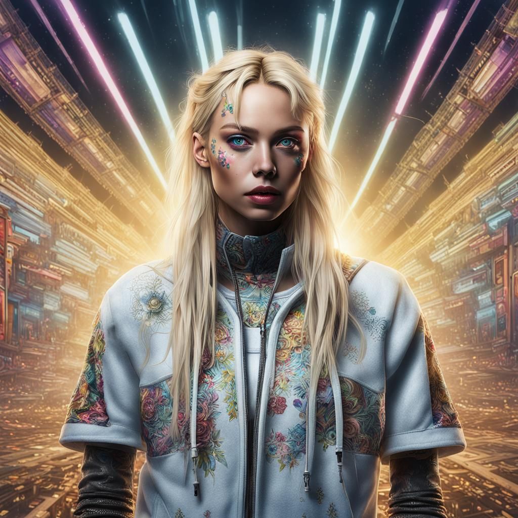 Hyperrealistic 90s Rave Girl Portrait