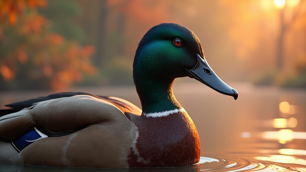 Mallard Duck in Dreamlike Fantasy Landscape