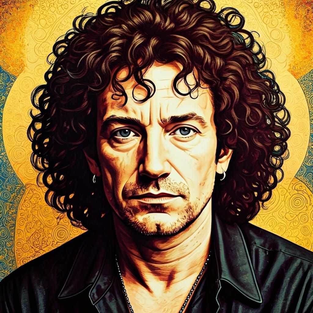 Introspective Portrait with Collage Textures in Graphic Styl...