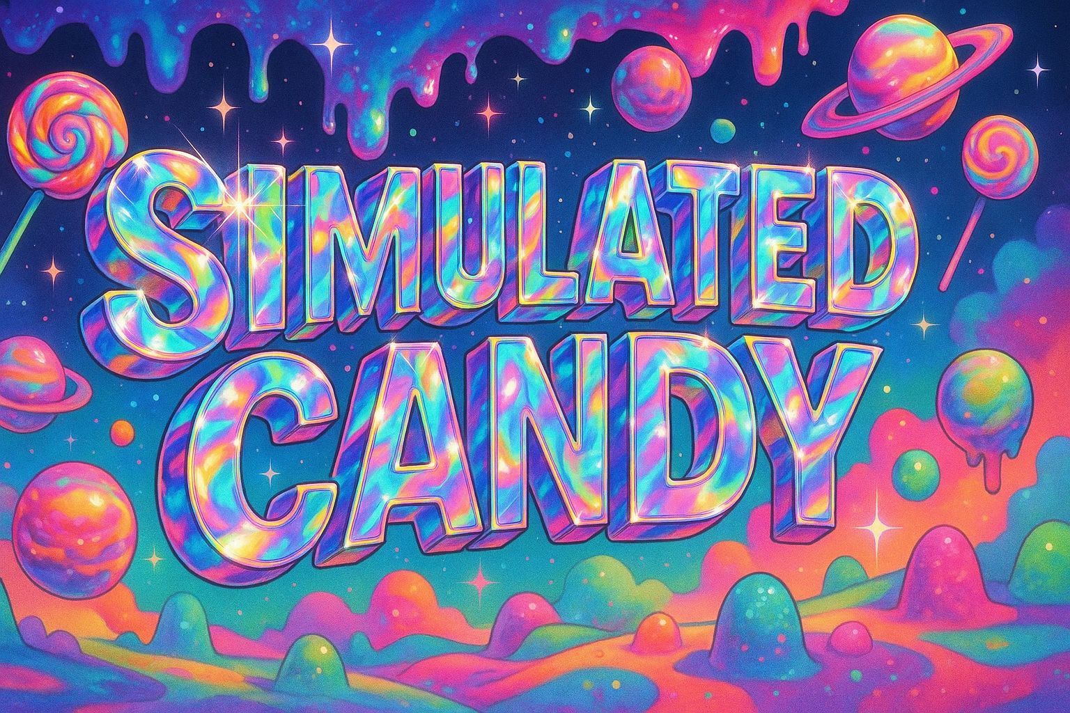 Holographic Candy Typography in 3D Digital Art
