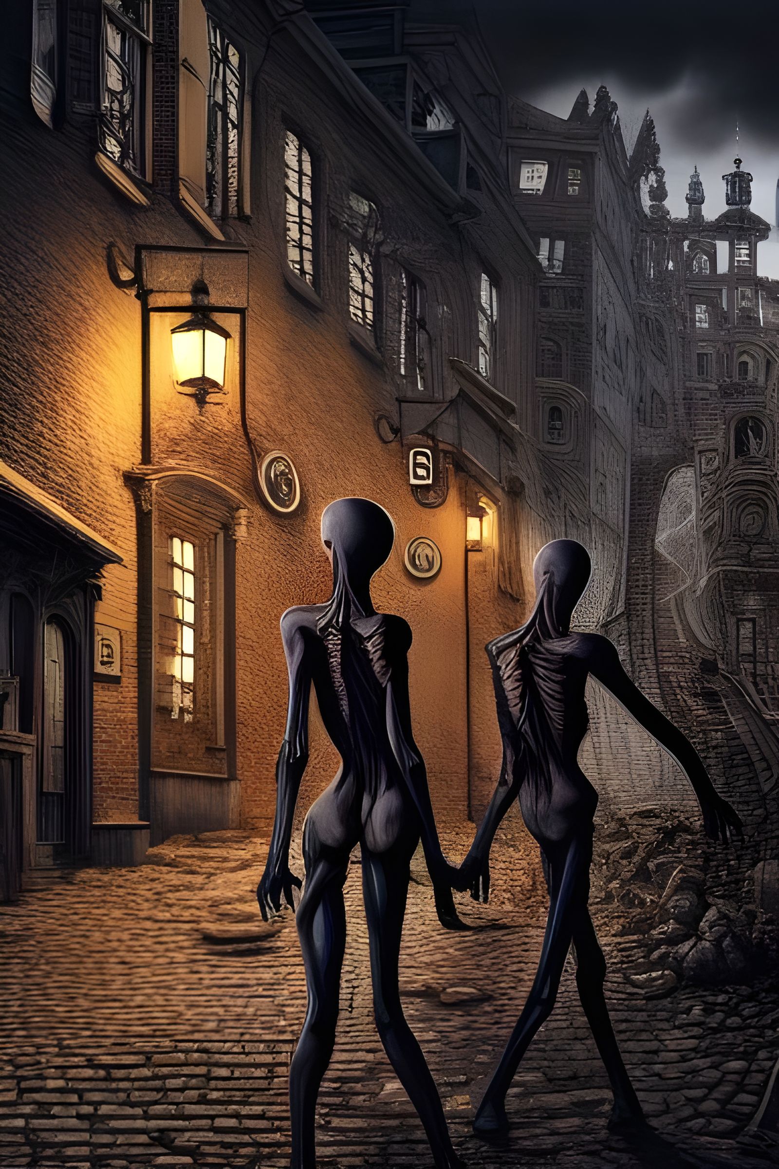 Skinless Beings Scramble Through Ominous Streets