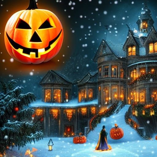 Epic Christmas Halloween Fusion in Digital Painting