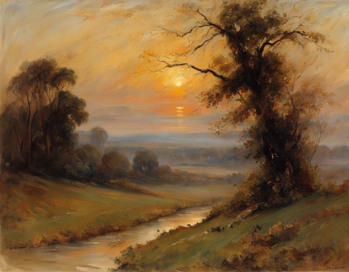 Luminous Landscape Painting at Dawn