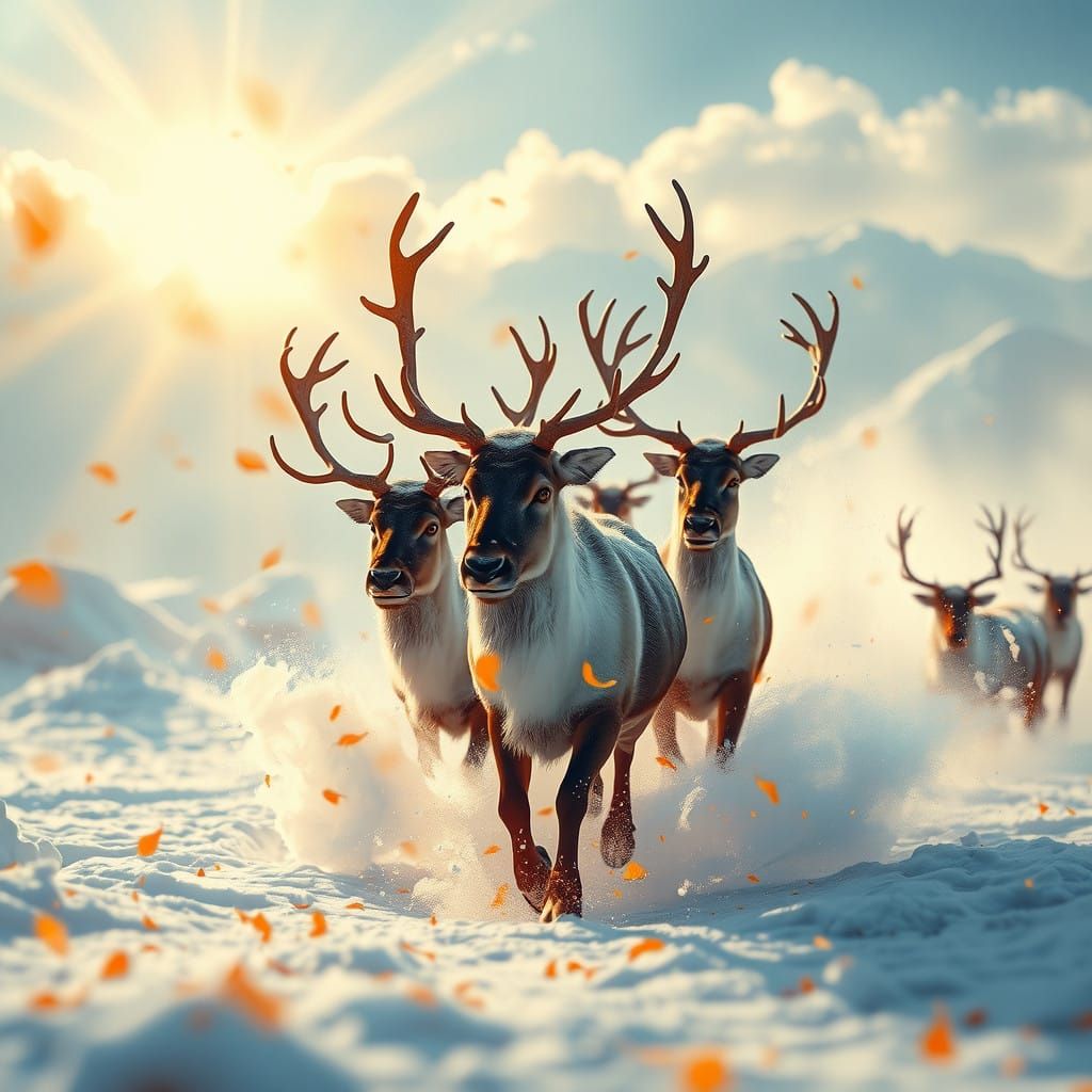 Ethereal Reindeer in Celestial Splendor