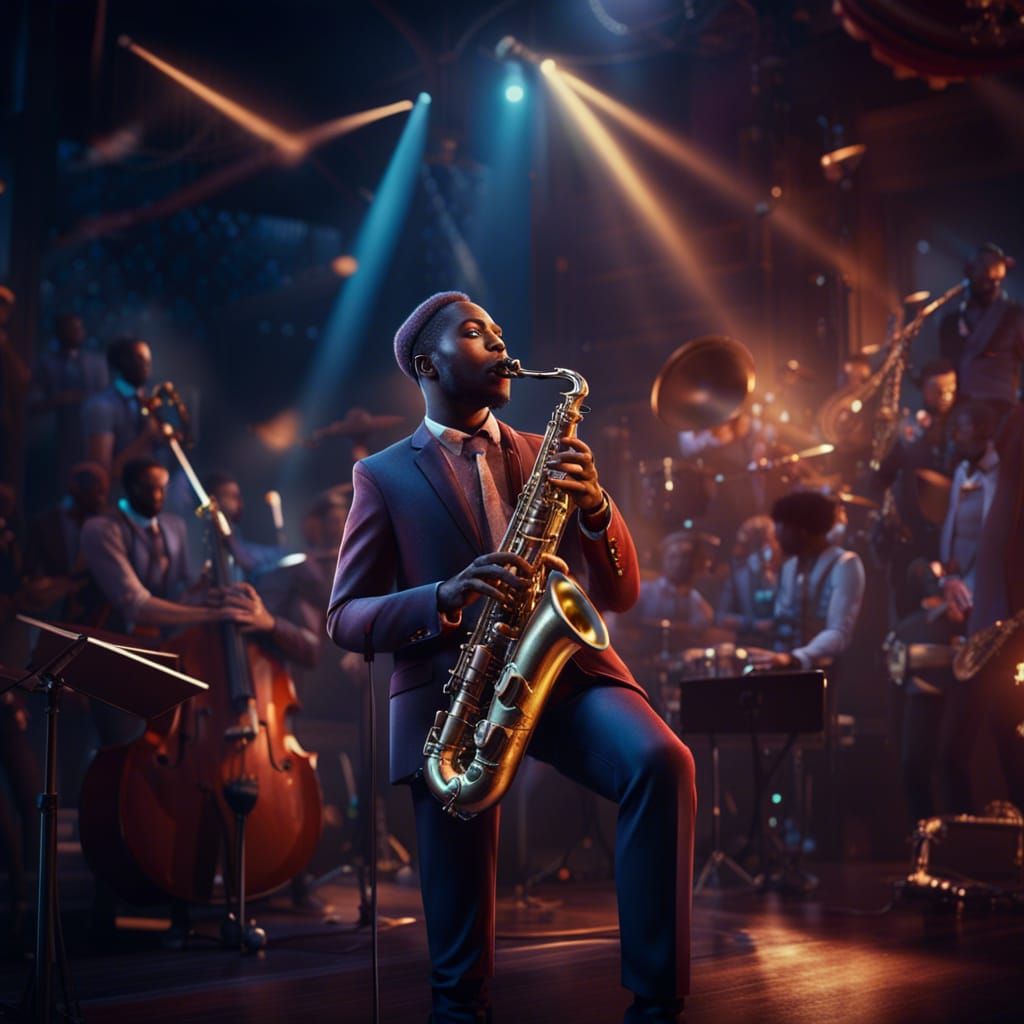 Jazz Saxophone Player: Detailed Fantasy Concept Art