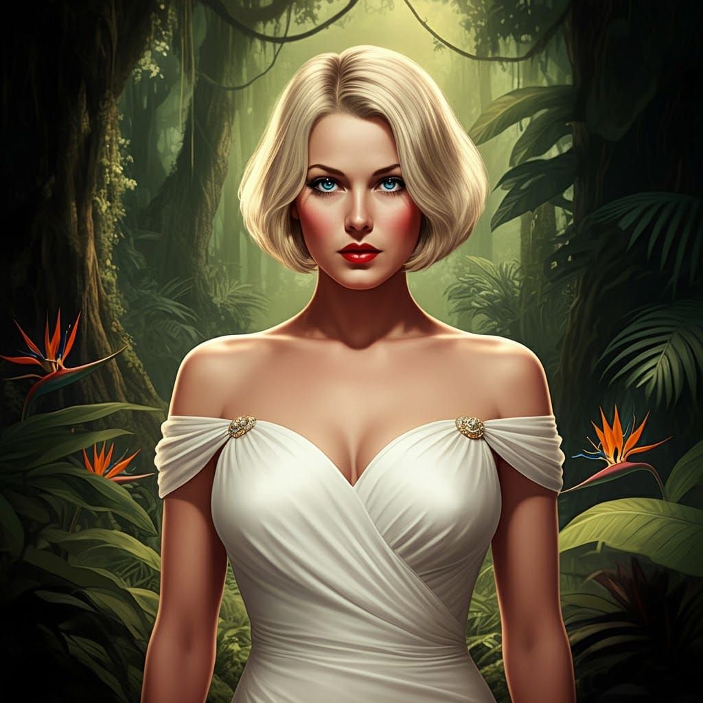 Jungle Beauty in Elvgren Comic Style