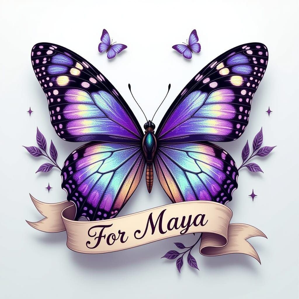 Iridescent Butterfly Tattoo Art for Maya