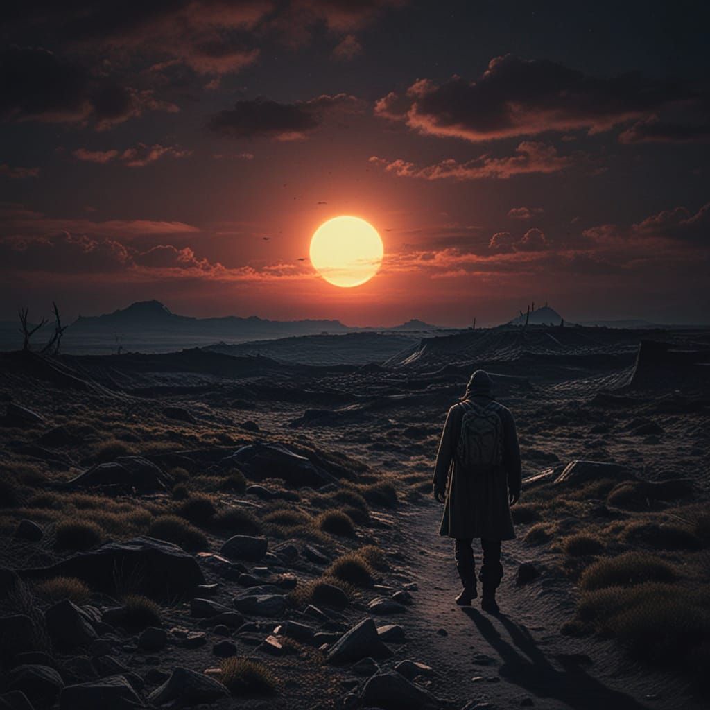 Post-Apocalyptic Eclipse Landscape in Cinematic Style