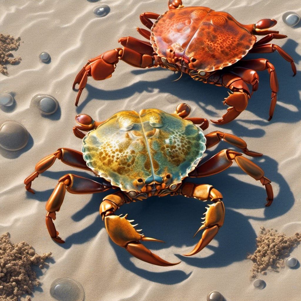 Hyperrealistic Crab on a Sunny Beach