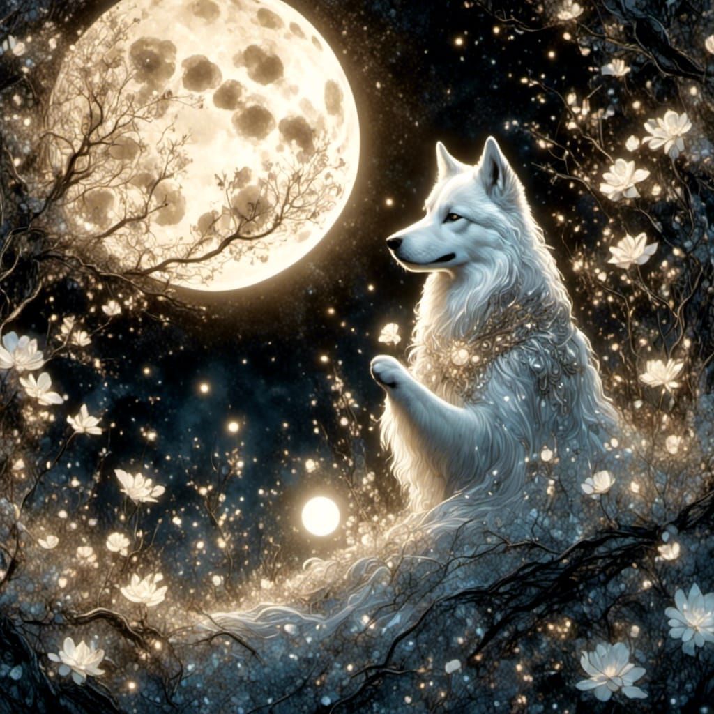 Enchanted Merlin with Crystal Ball in Bioluminescent Scene