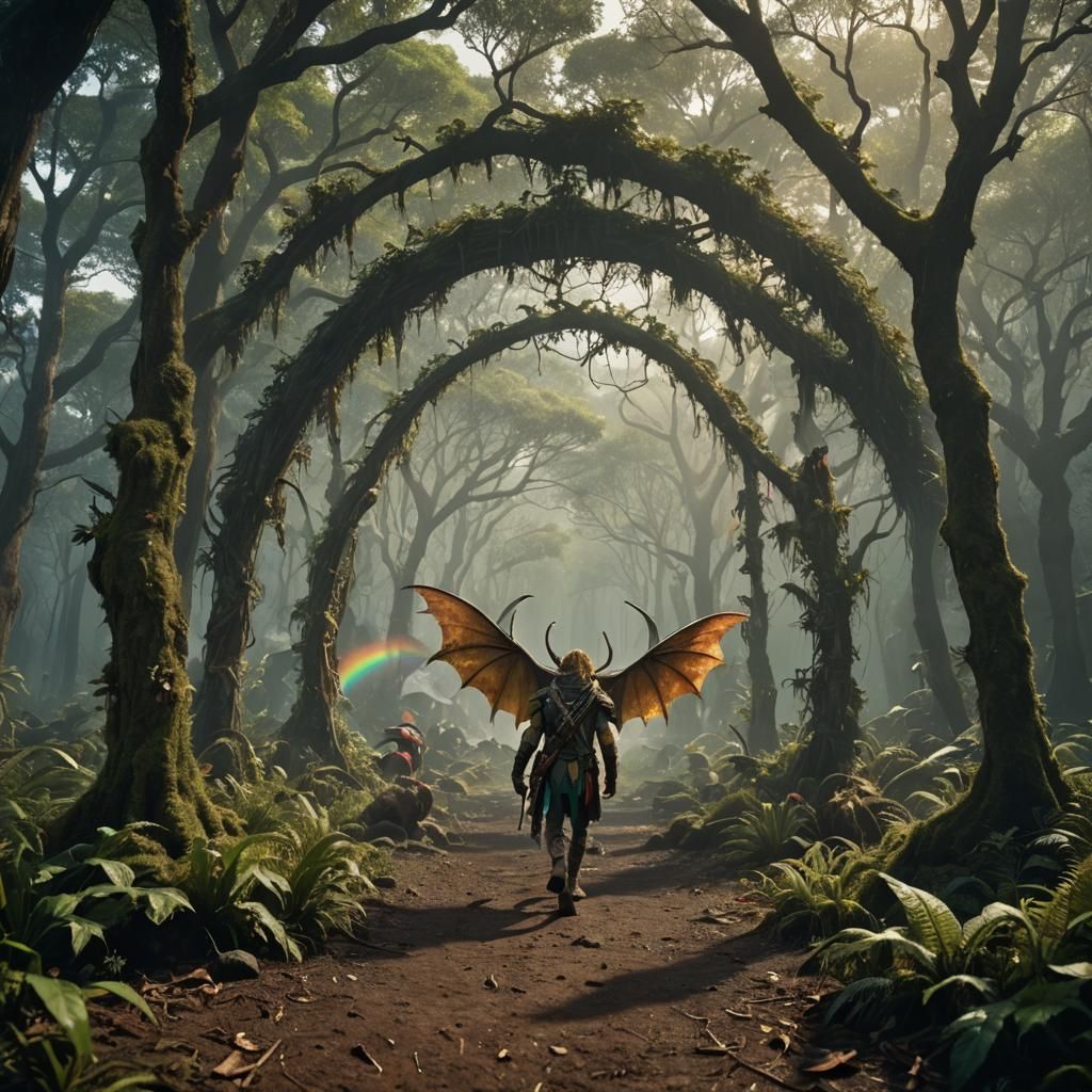 Mystical Forest Battle Between Elves and Goblins